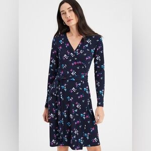 Banana Republic Floral Wrap Dress - Navy Blue Miniflowers